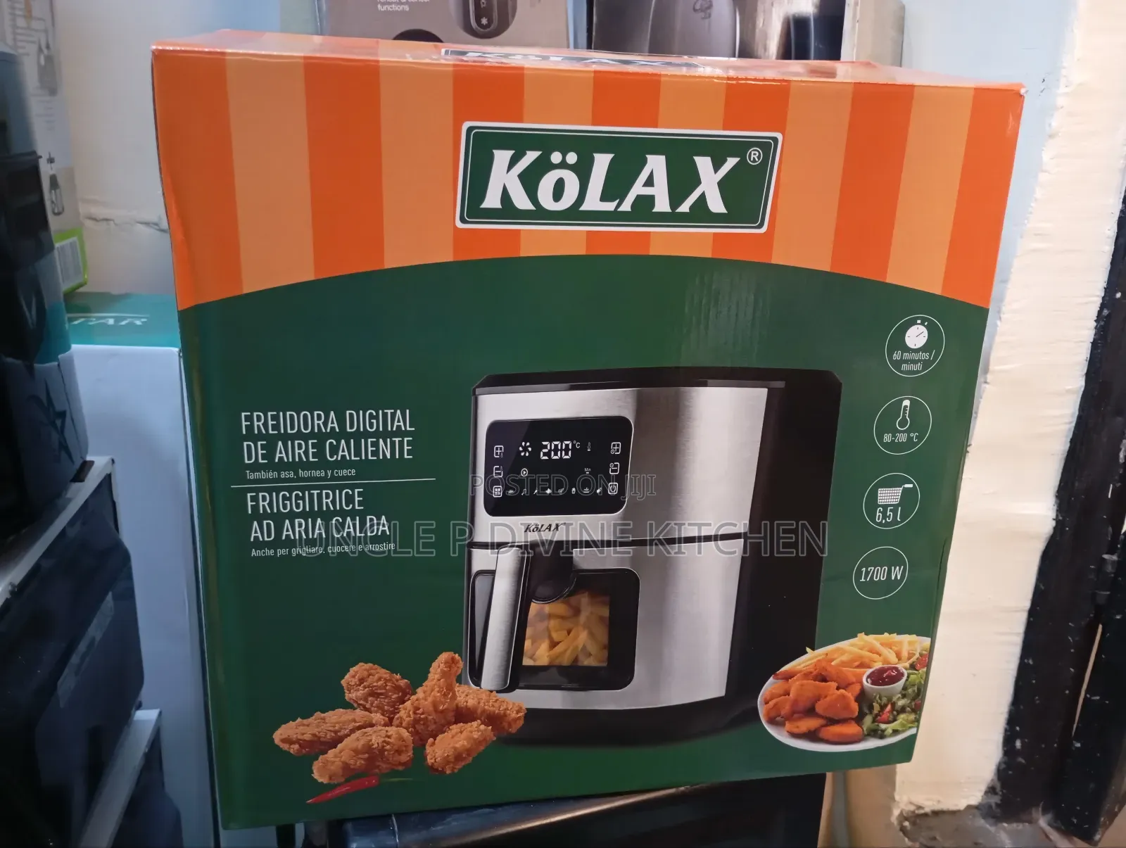 Kolax 6.5l Vision Door Digital Air Fryer,1700w.