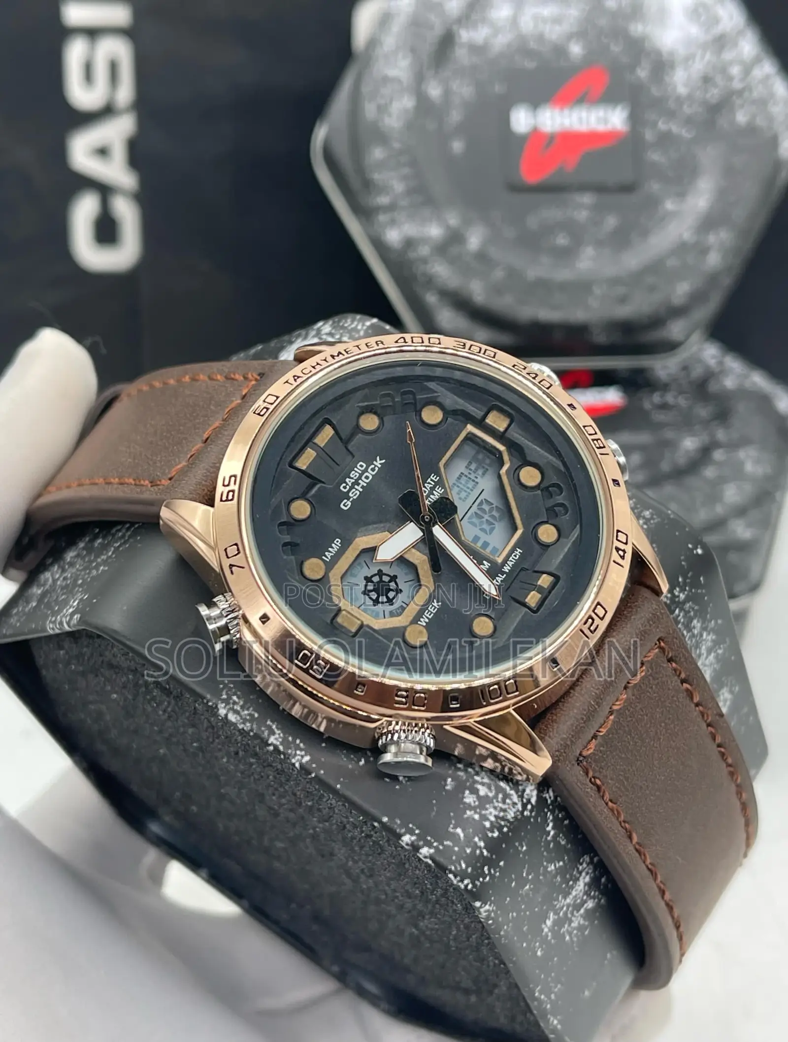 Leather Dual Time Gshock Wristwatch