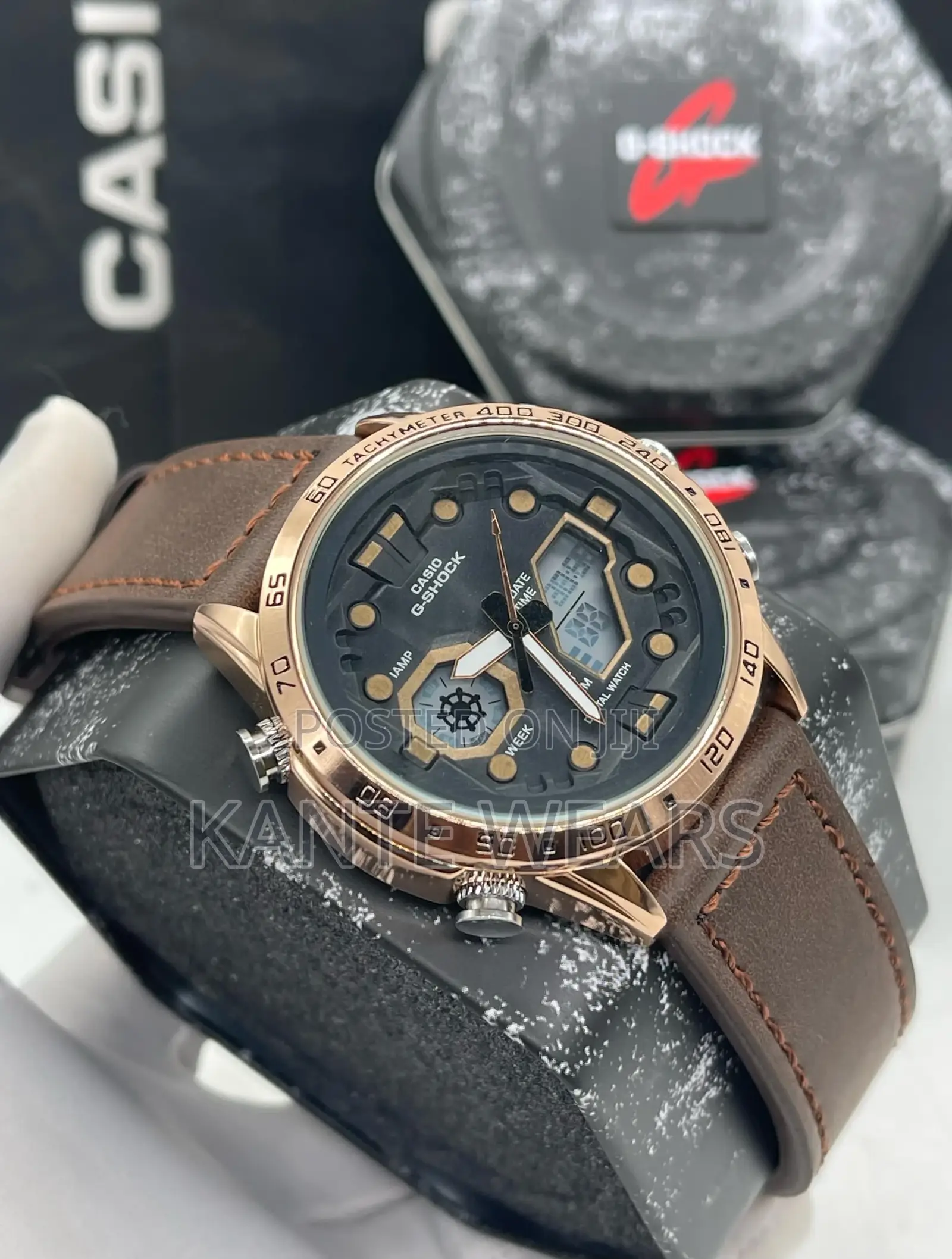 Leather Dual Time Gshock Wristwatch