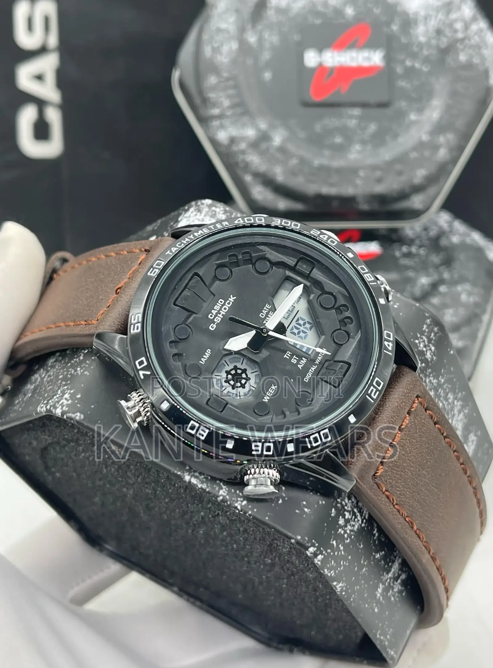 Leather Dual Time Gshock Wristwatch