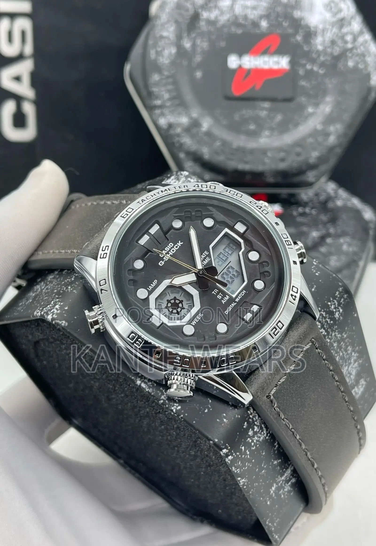 Leather Dual Time Gshock Wristwatch