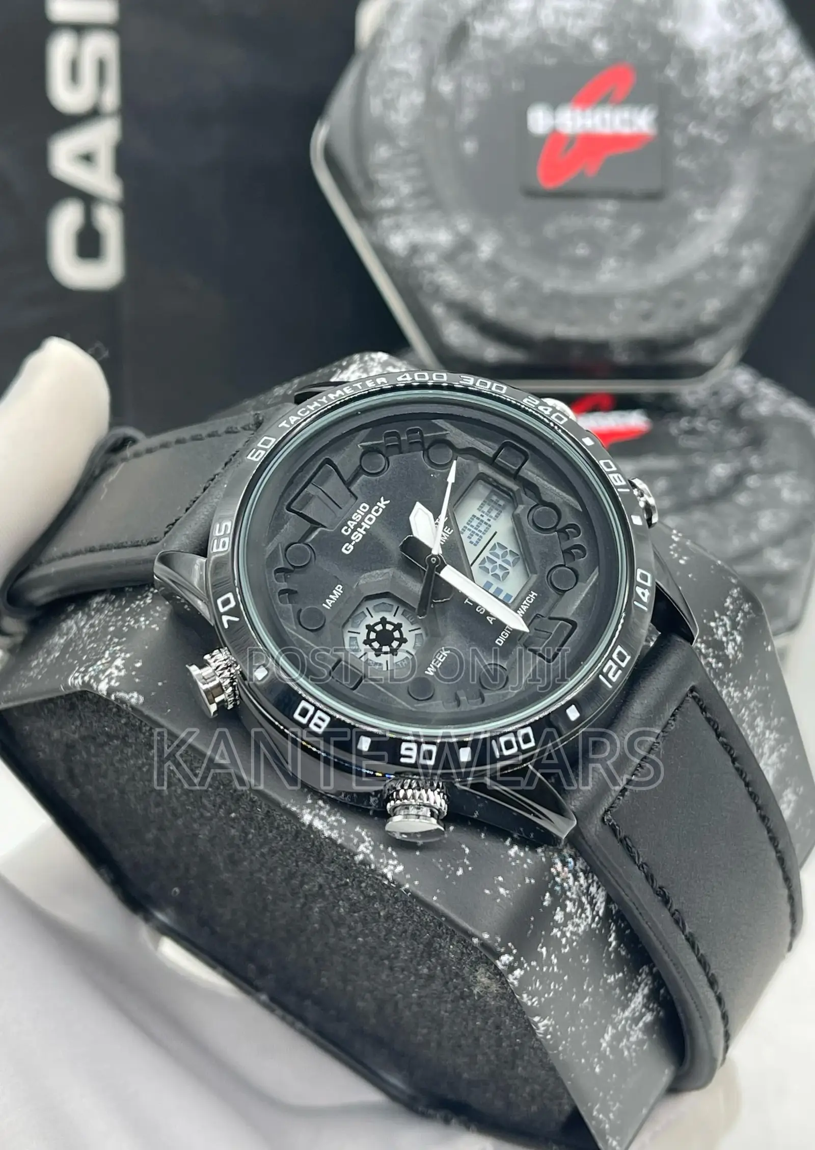 Leather Dual Time Gshock Wristwatch
