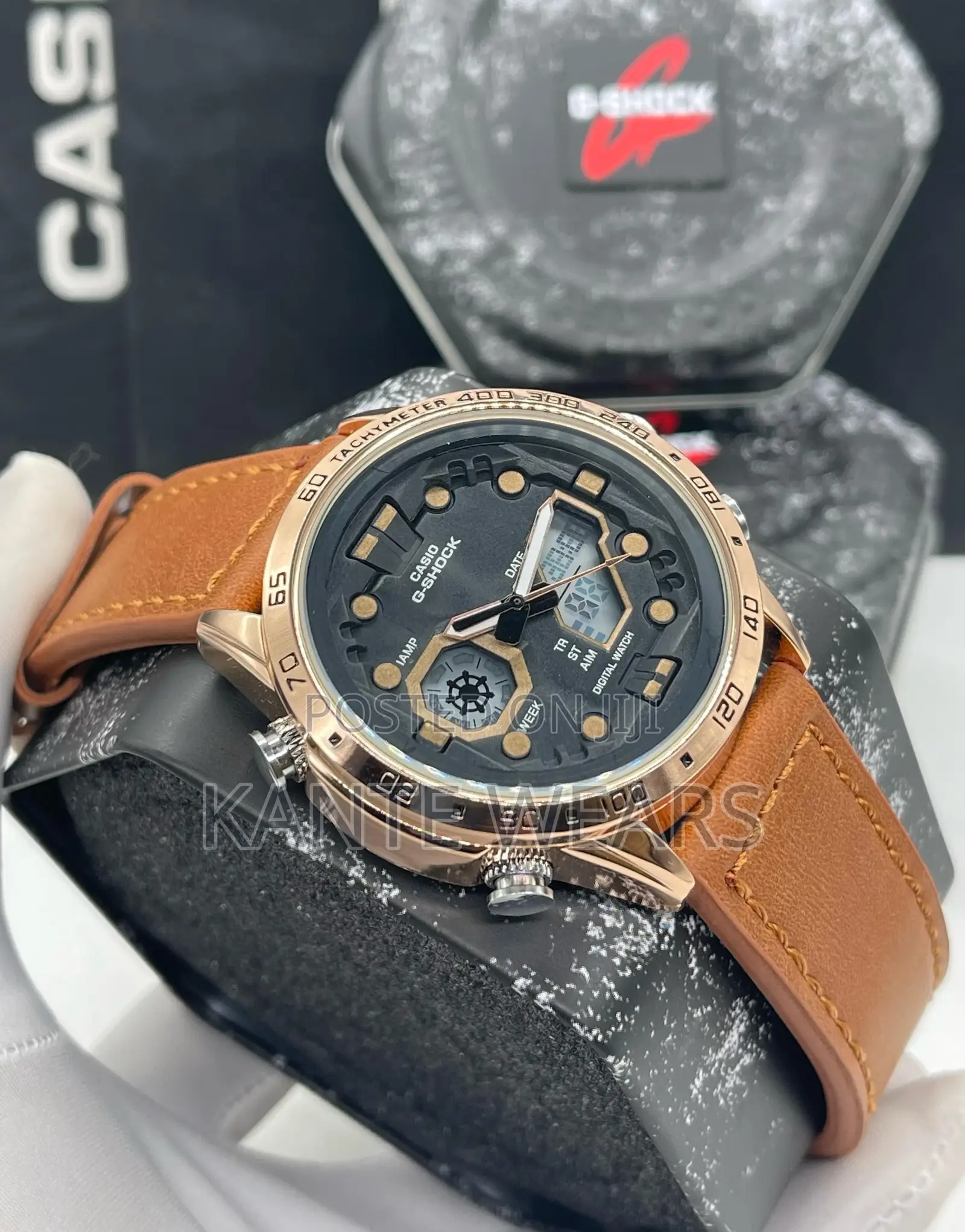 Leather Dual Time Gshock Wristwatch