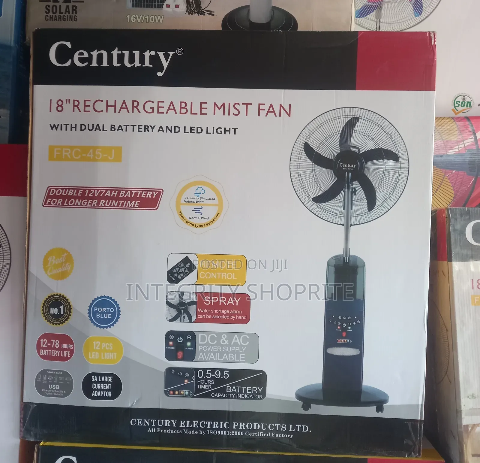 Century 18"Rechargeable Mist Fan Light FRC-45-J
