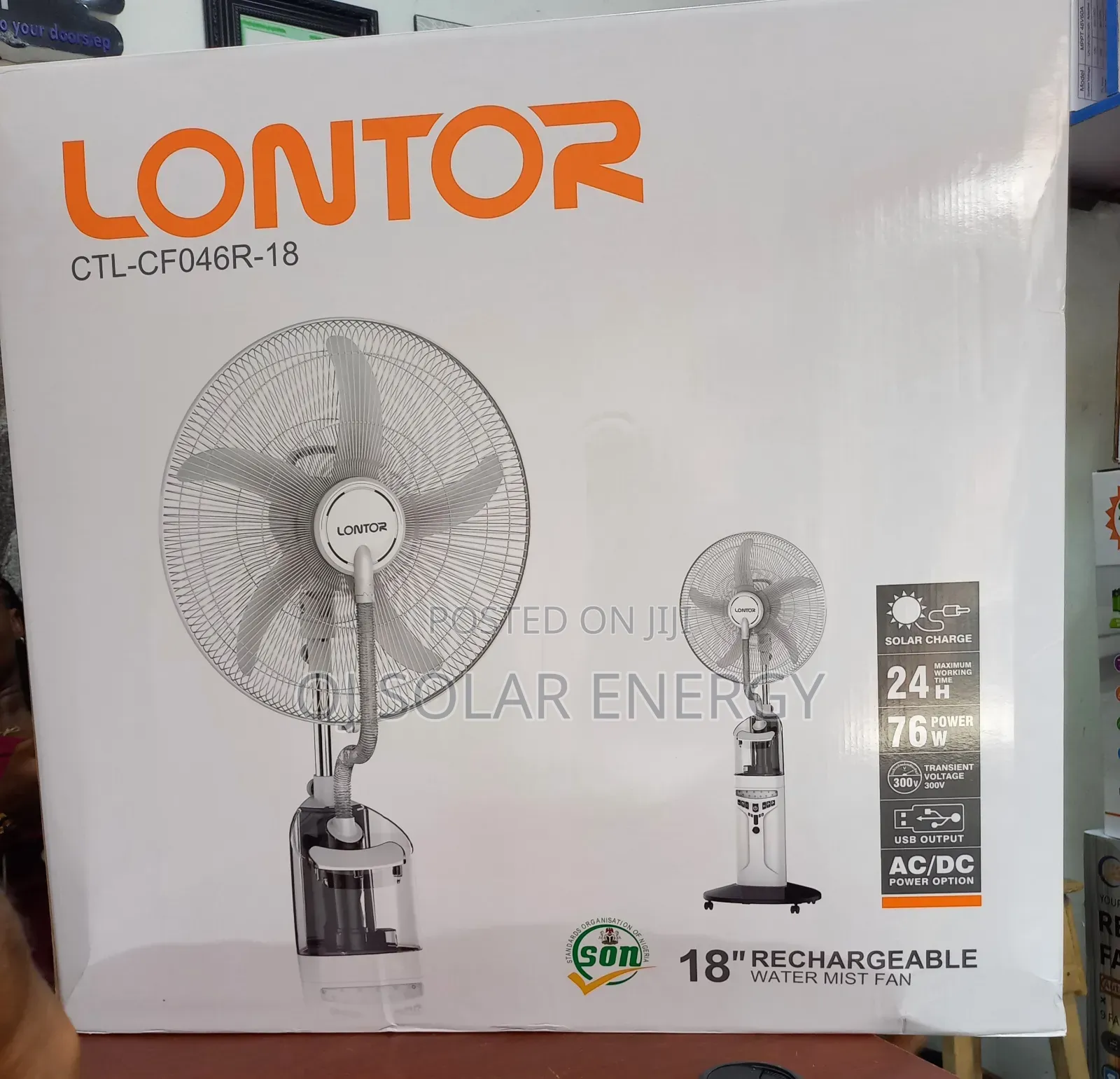 Lontor 18inches Water Mist Rechargeable Fan.
