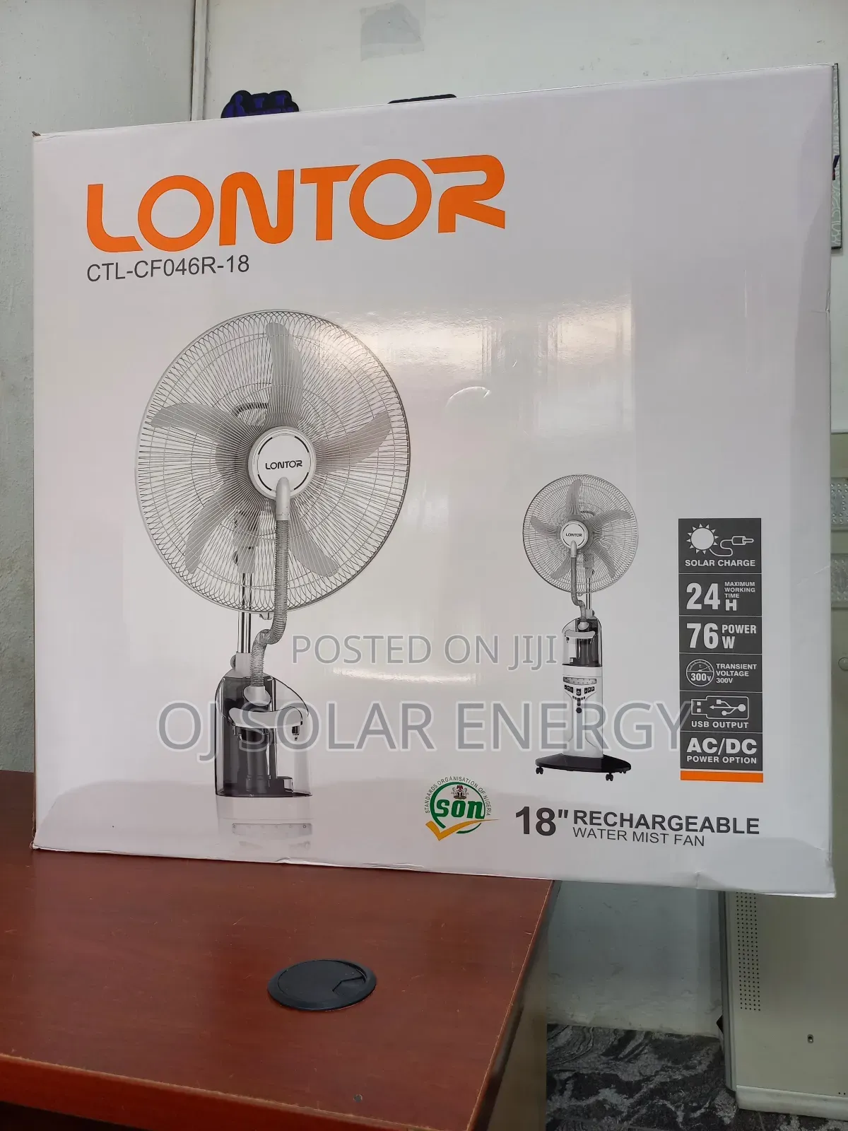 Lontor 18inches Water Mist Rechargeable Fan.