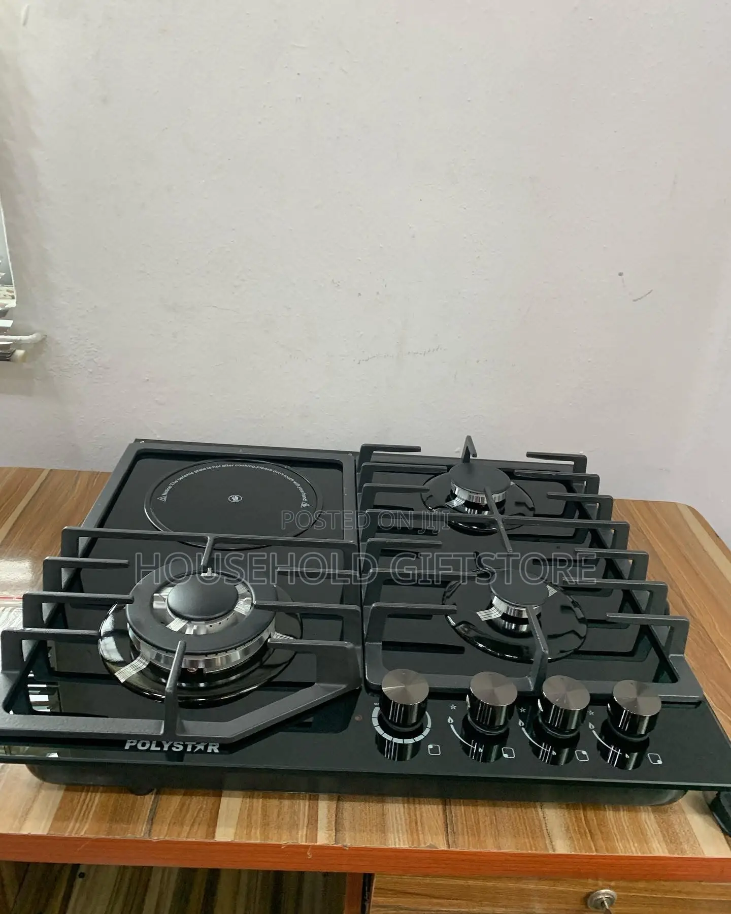 Polystar Inbuilt Gas Cooker With 3burner+ Inverter Hotplate