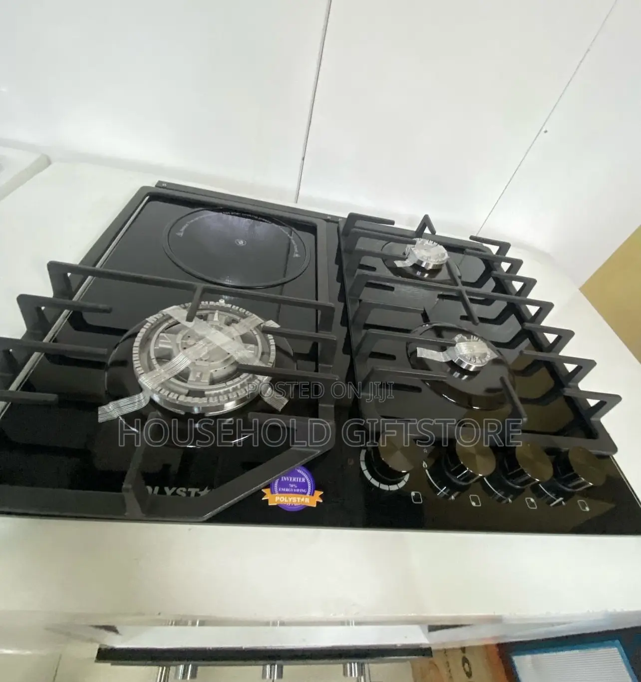 Polystar Inbuilt Gas Cooker With 3burner+ Inverter Hotplate