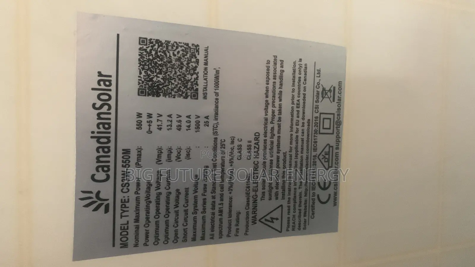 550watts Canadian Solar Panel 120c