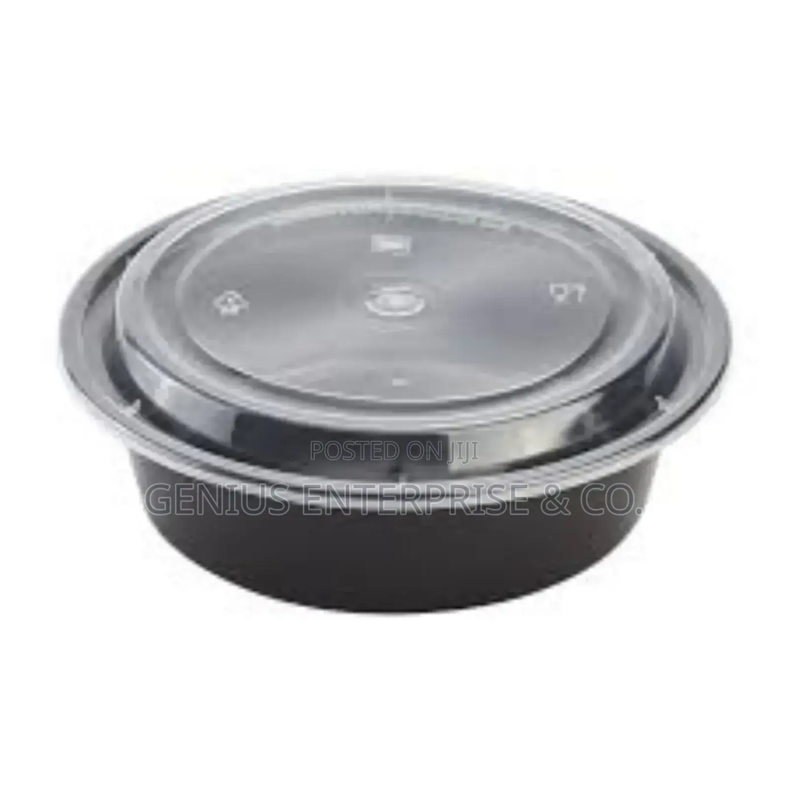 Round Black Plastic Food Container (750ml)
