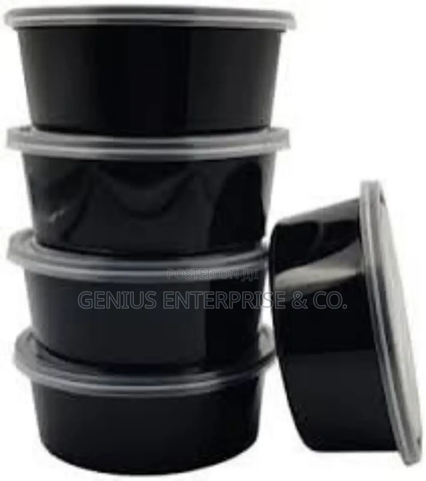 1000ml Black Plastic Food Container (Round) 50pcs.