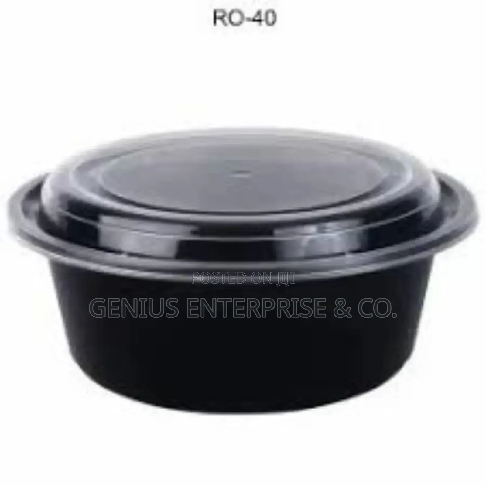 1000ml Black Plastic Food Container (Round) 50pcs.