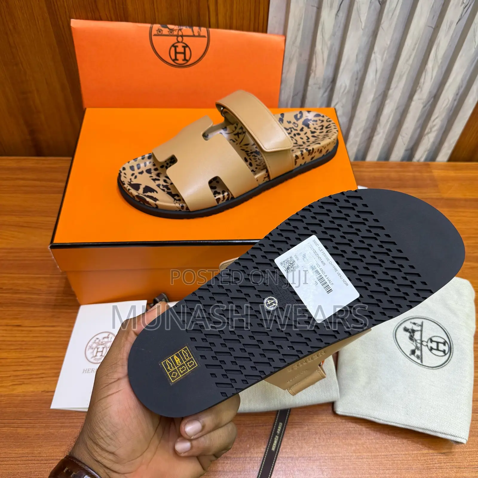 Hermes Calfskin Leather Slipers