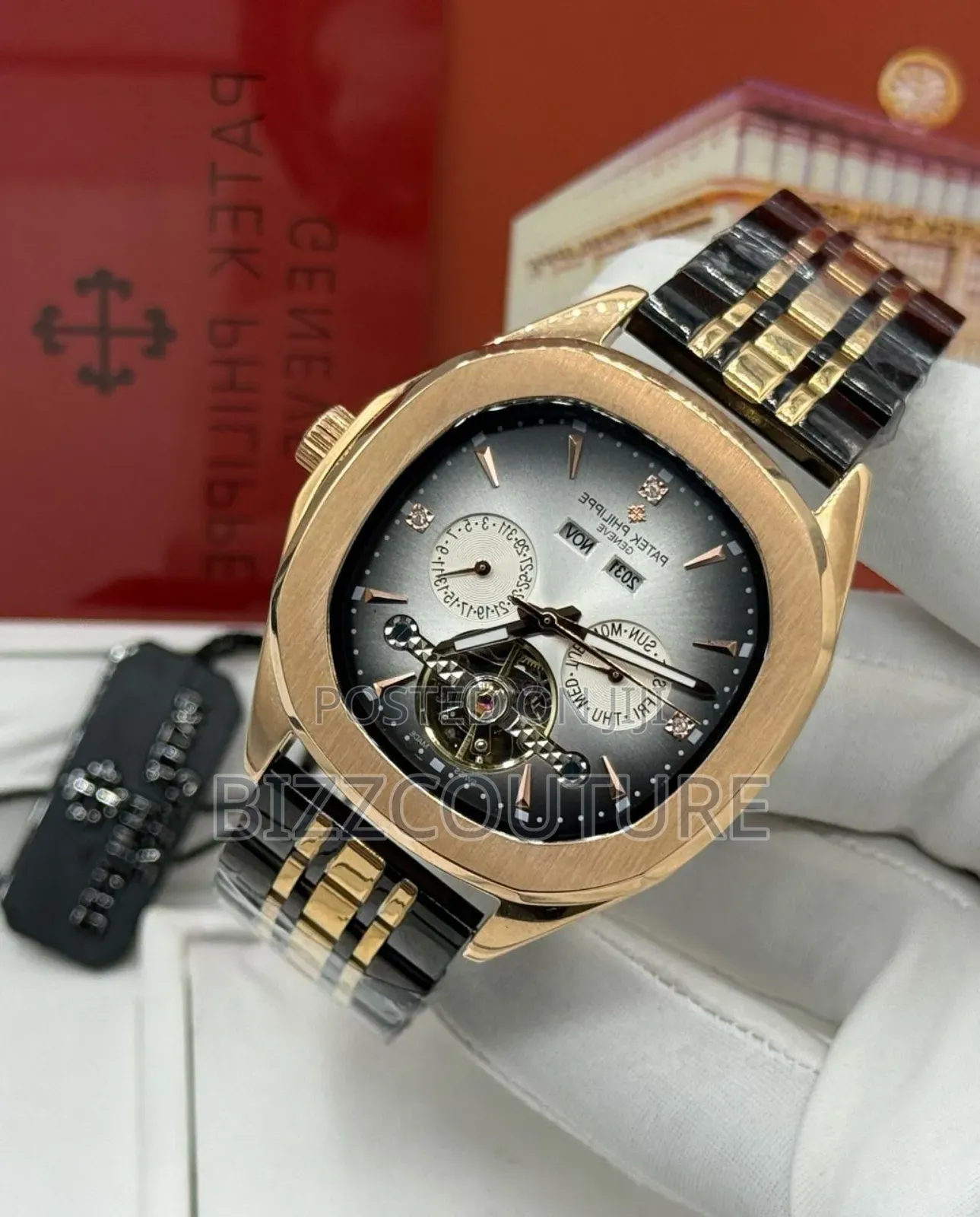 Original Patek Philippe Two-Tone Black Gold Bracelet Watch