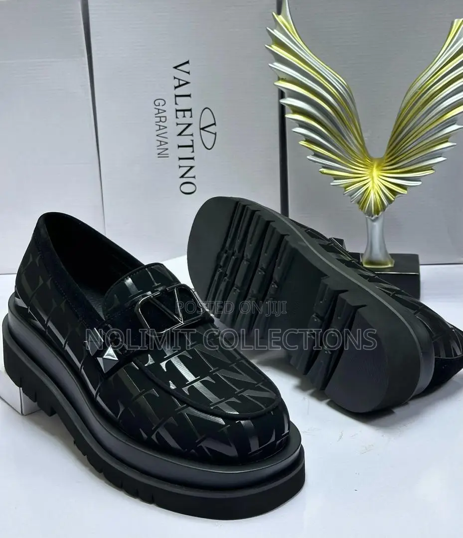 Valentino Patterned Patent Leather Loafers
