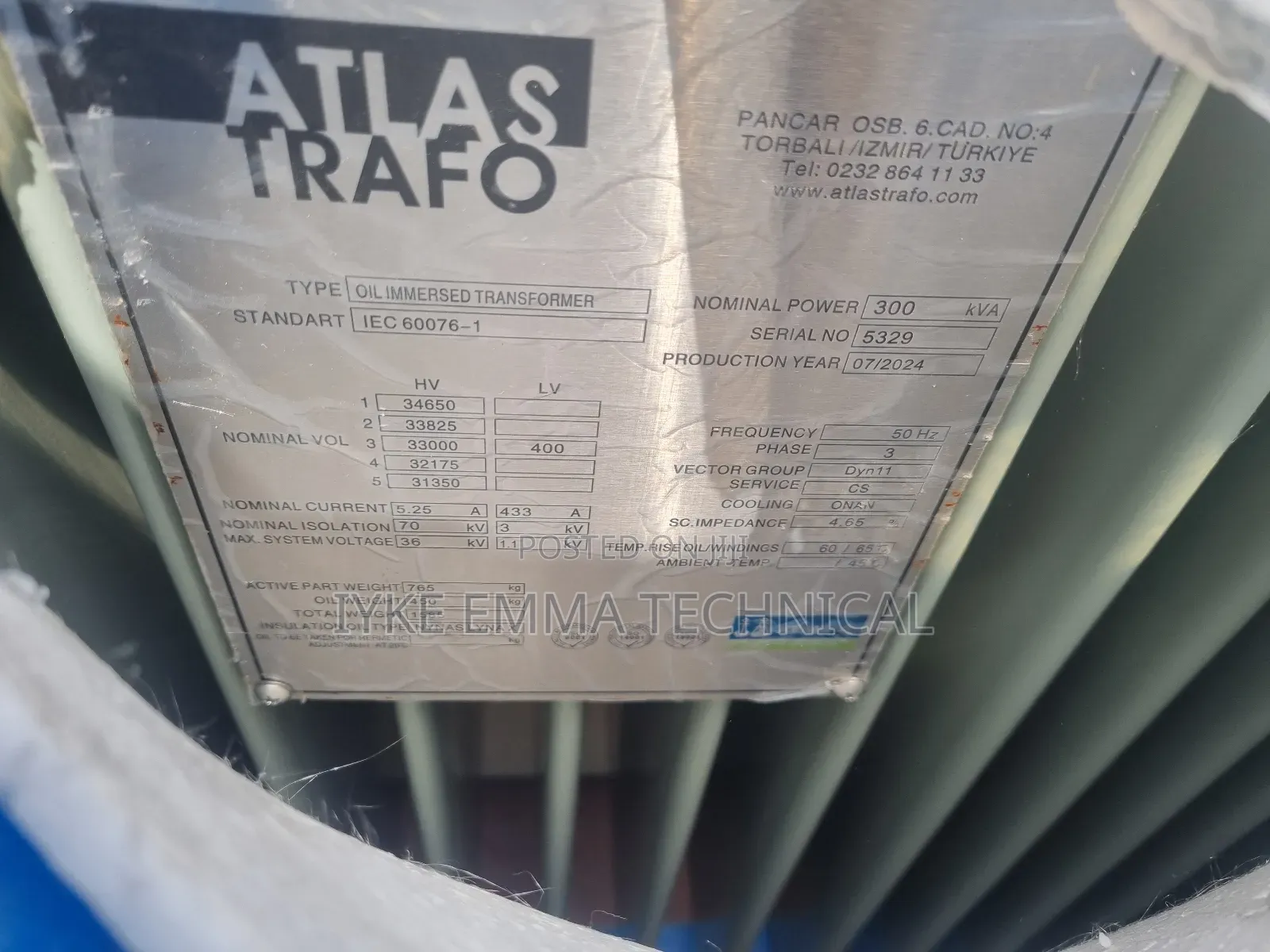 300kva 11kv Atlas Trafo Transformer