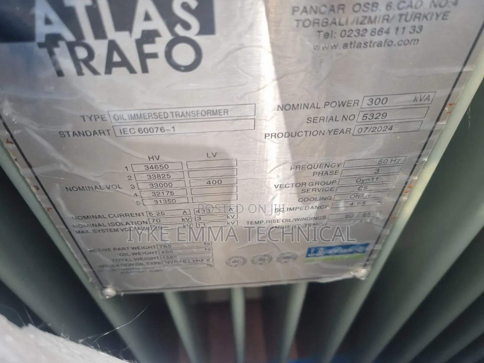 300kva 11kv Atlas Trafo Transformer