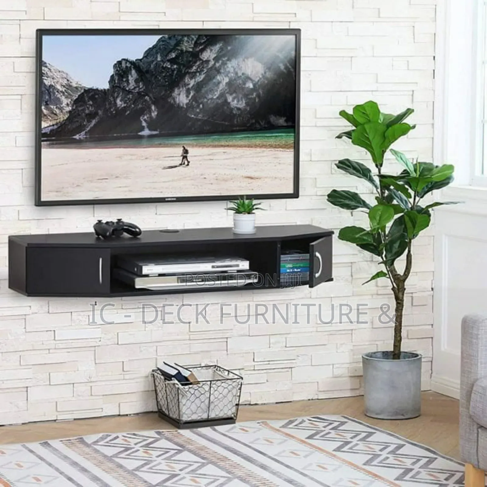 Tvs5 Wall Mount 4ft Wall Shelf / TV Stand, 50" TV Max