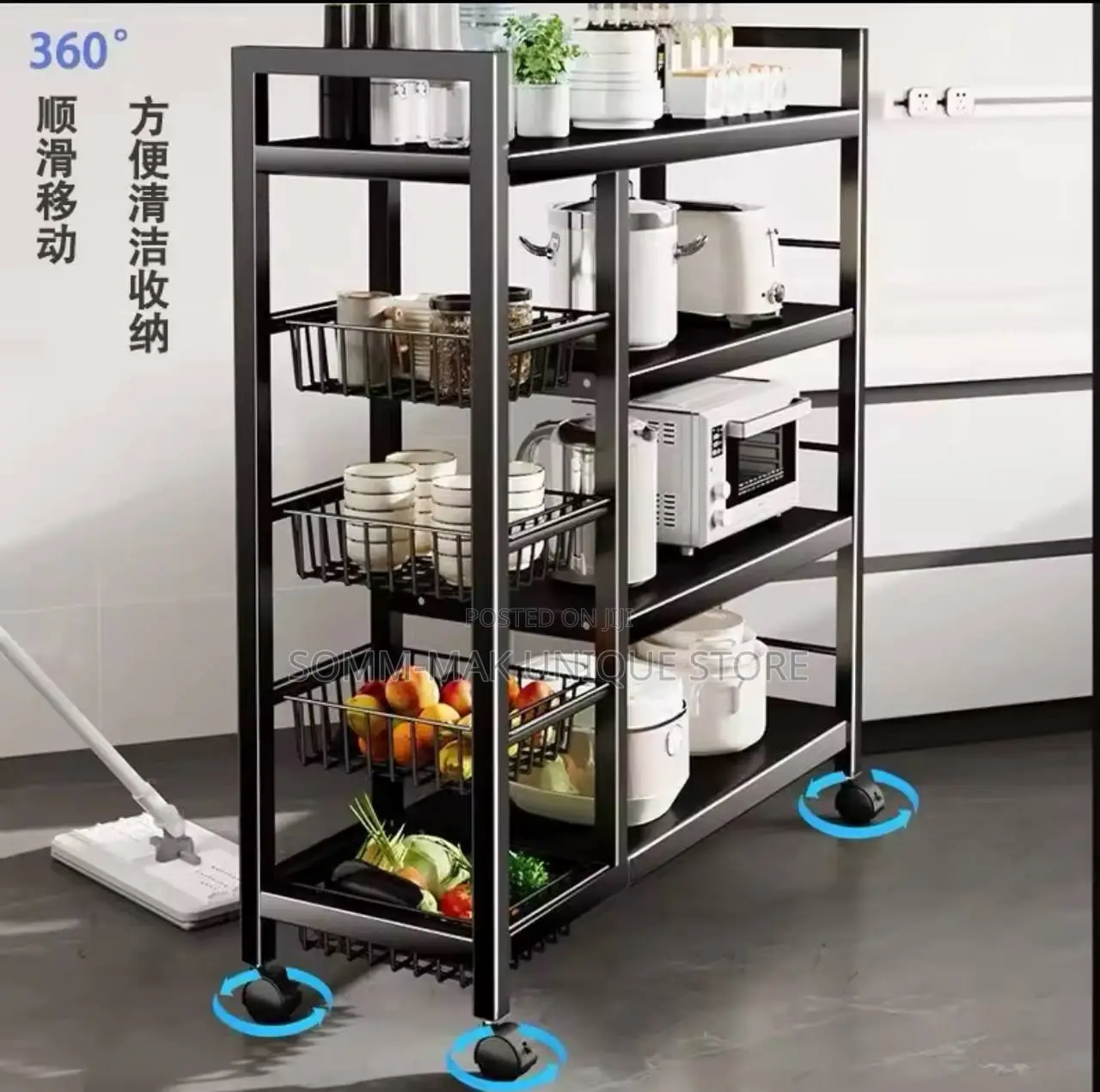 Kitchen Vegetable and Fruit Storage Rack With Wheels