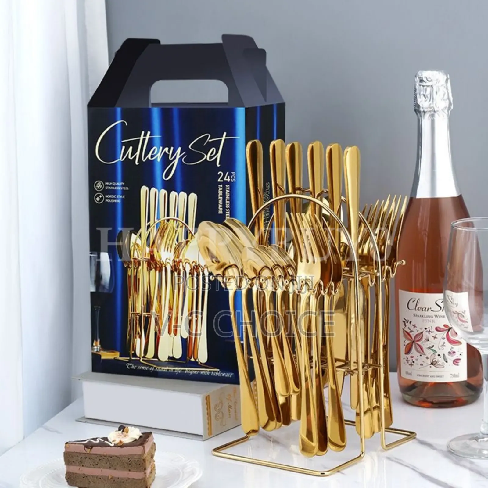 24 Pieces Gold Plated Cutlery Set