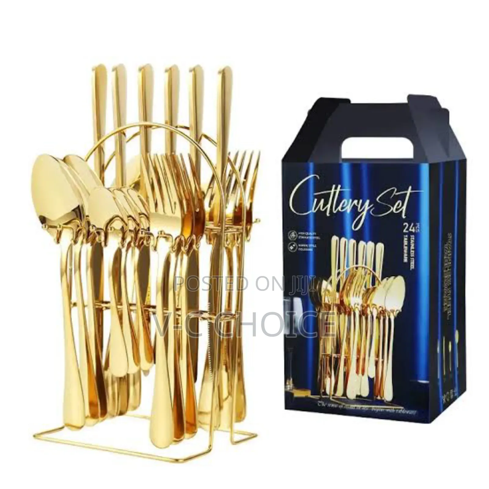 24 Pieces Gold Plated Cutlery Set