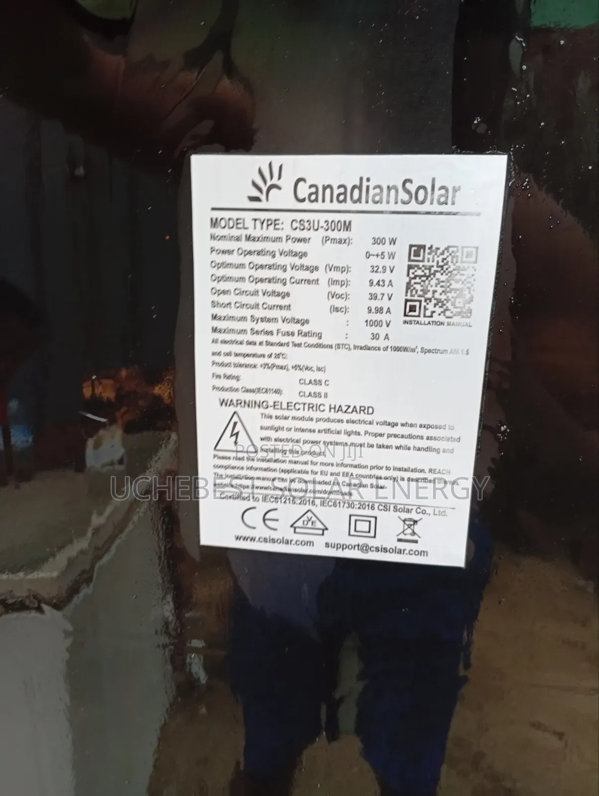 300w/36v Canadian Mono Panel All Black
