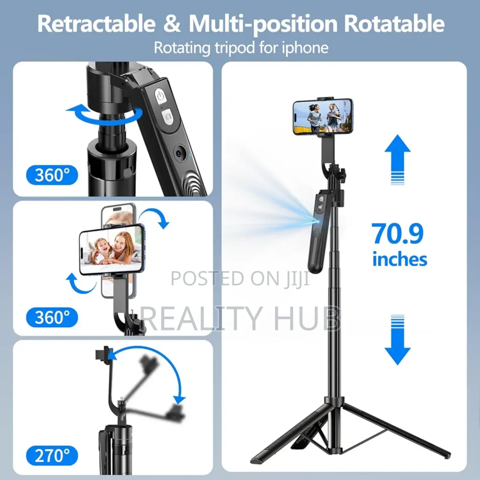 Auto Face Tracking Tripod 360° Rotation With Stand