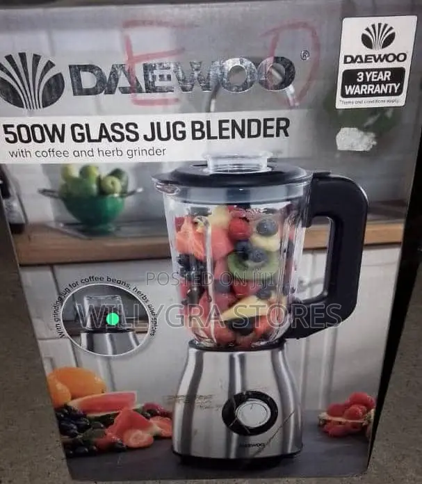 Daewoo Glass Jug Blender With Coffee and Herb Grinder