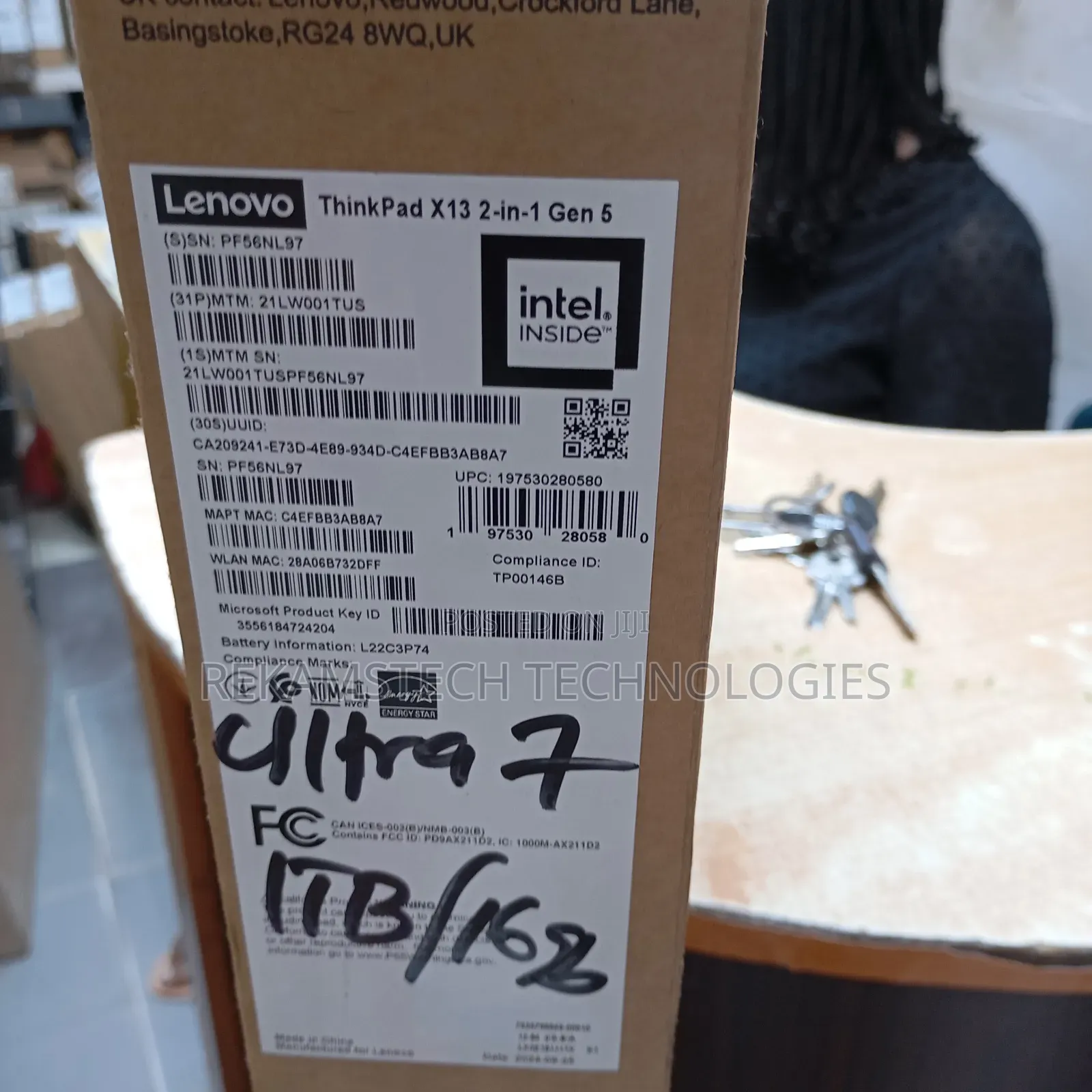 New Laptop Lenovo ThinkPad X13 Gen 2 16GB Intel Core Ultra 7 SSD 1T