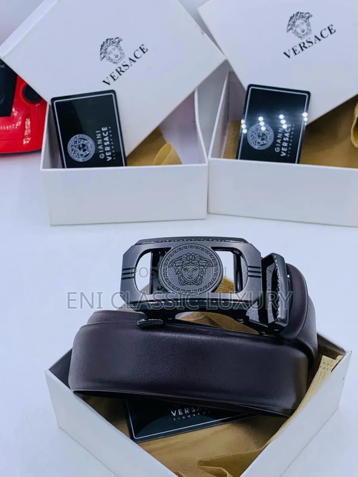 Original Luxury Leather Belts Versace Well Branded Package