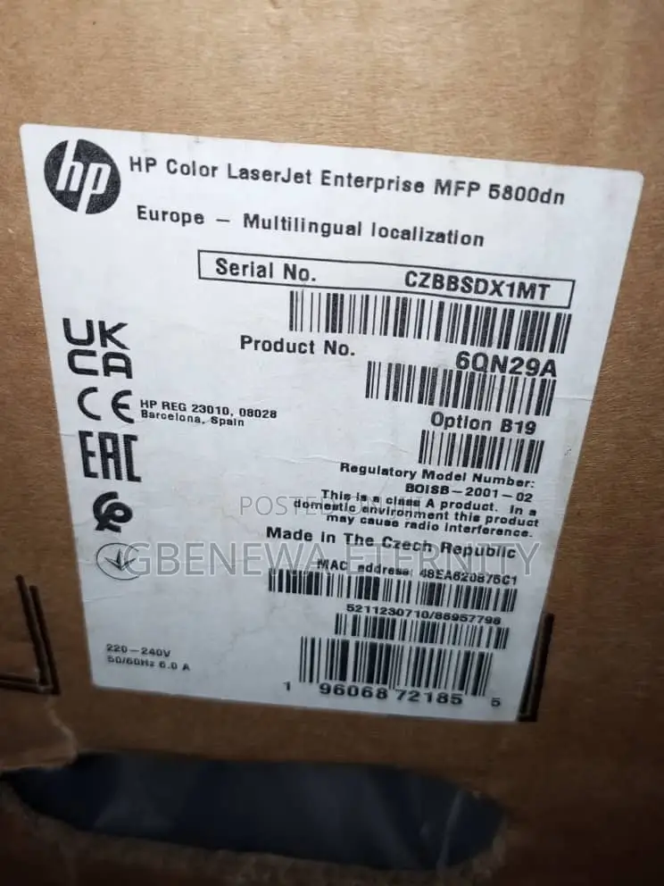 Hp Color Laserjet Enterprise MFP 5800dn Printer