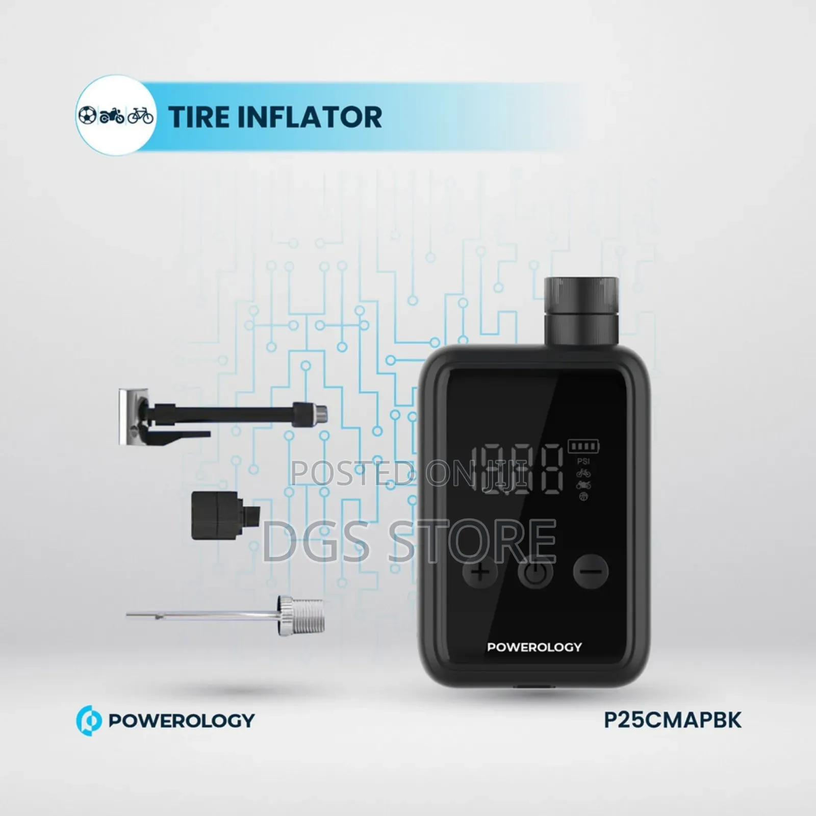 Powerology 110psi Super Compact Tire Inflator