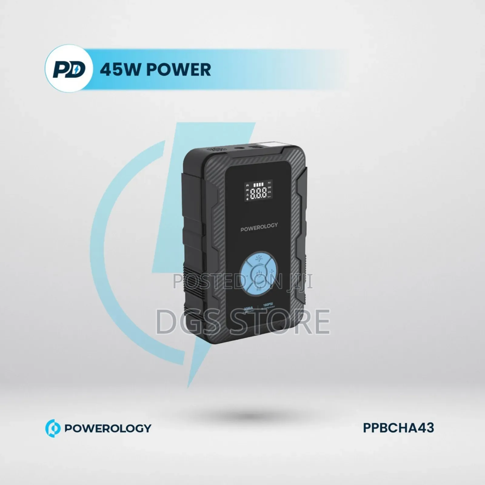 Powerology 20,000mah Power Bank Jump Start Air Compressor