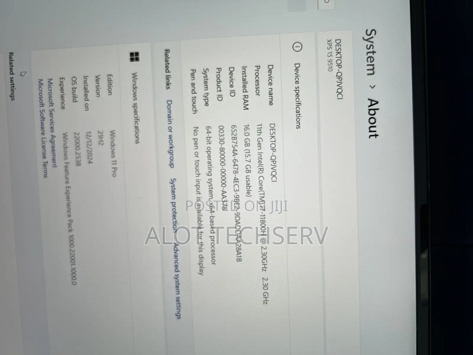 Laptop Dell XPS 15 9510 16GB Intel Core I7 SSD 512GB