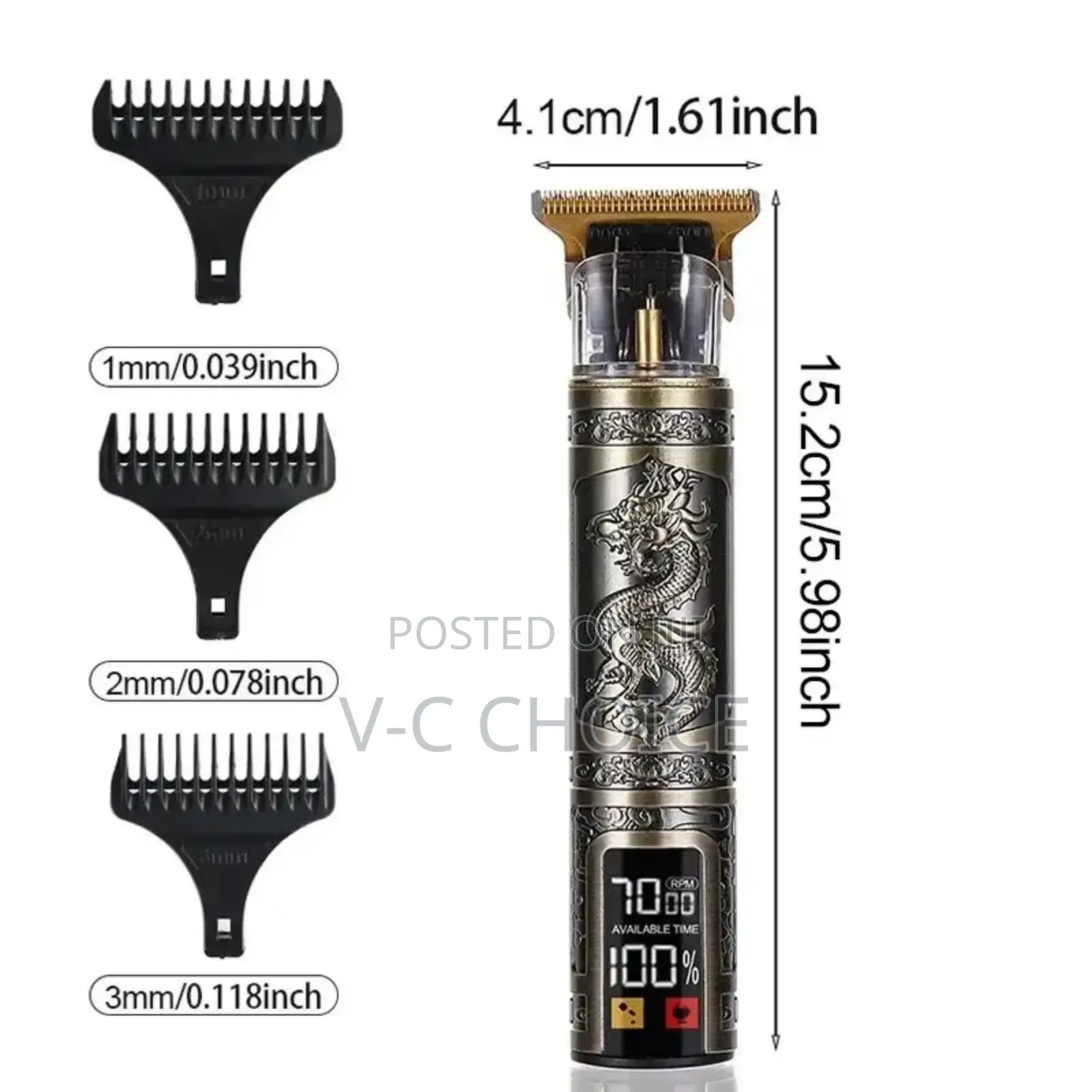Vintage T9 Hair Clippers Rechargeable Trimmer With Led