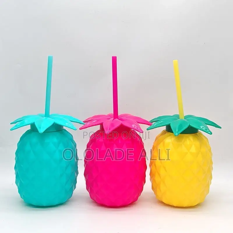 Pineapple Shape Smoothie Juice Bottle With Straw