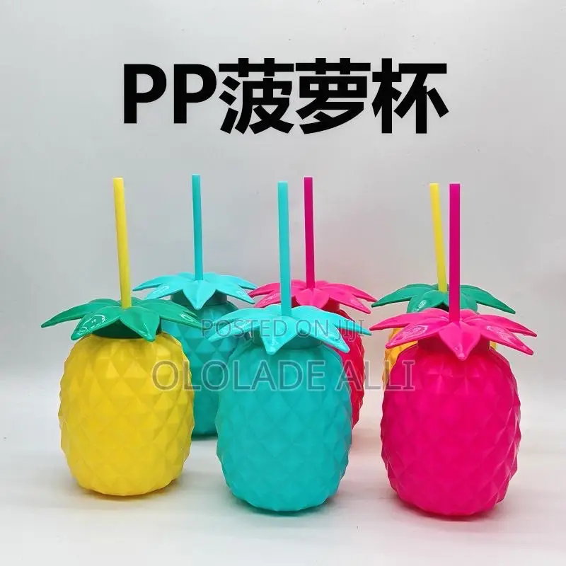 Pineapple Shape Smoothie Juice Bottle With Straw