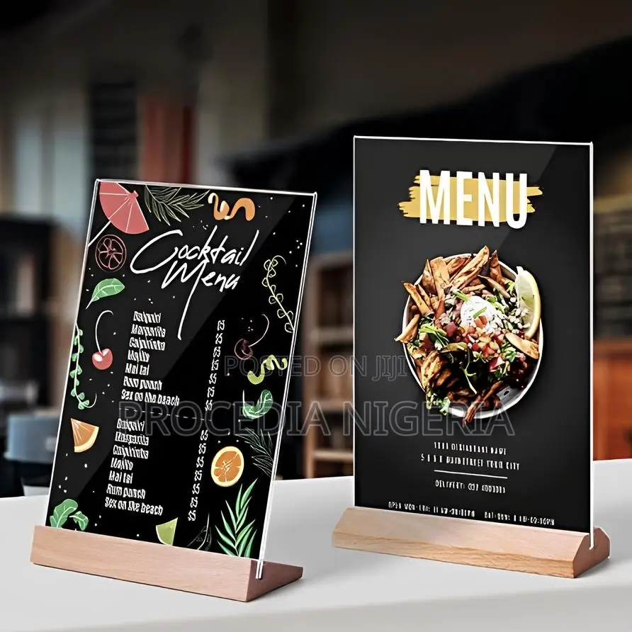 A5, A4, Acrylic Glass Wood Base Table Qr Code, Flyer, Menu Sign