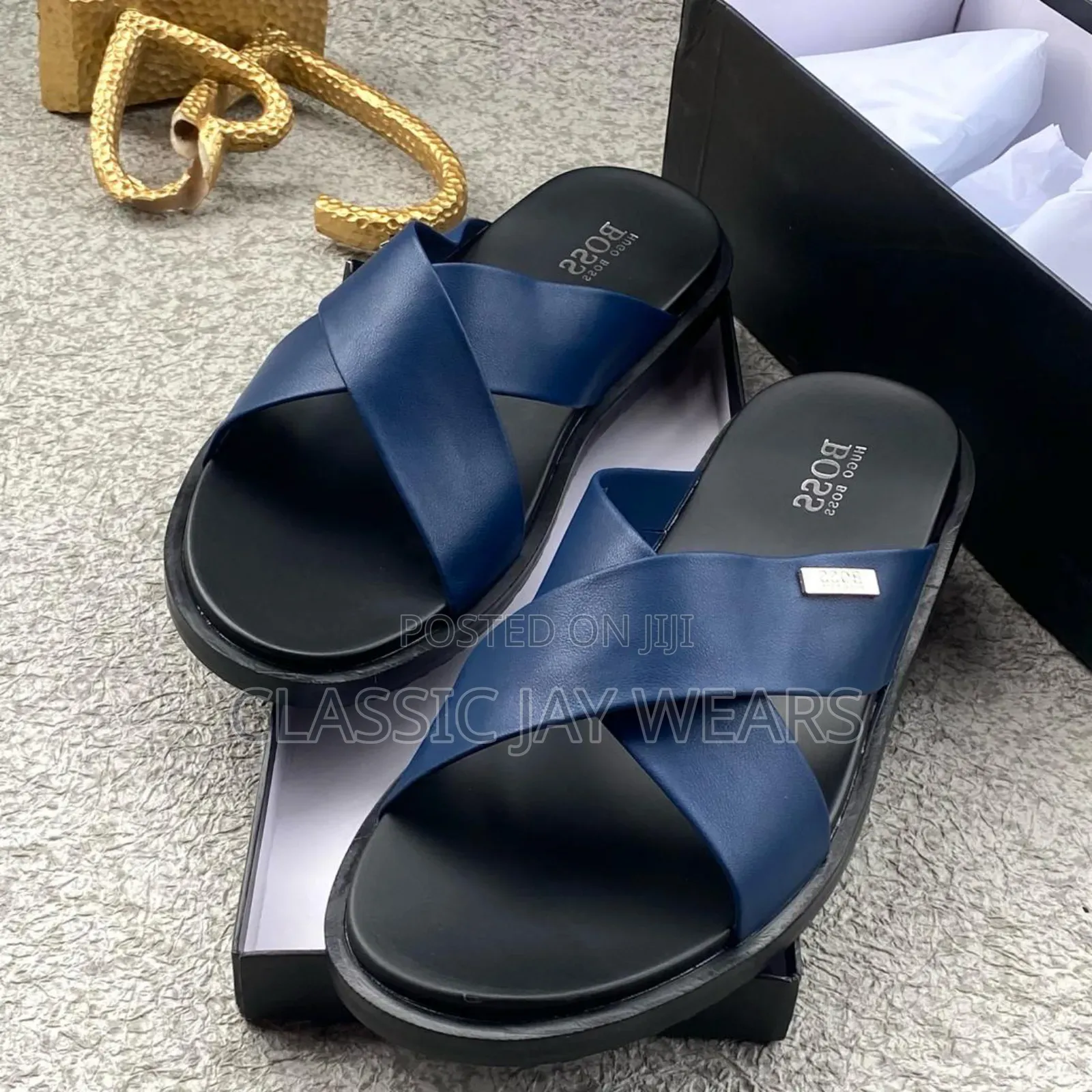 Hugo Boss Blue Cross Slippers