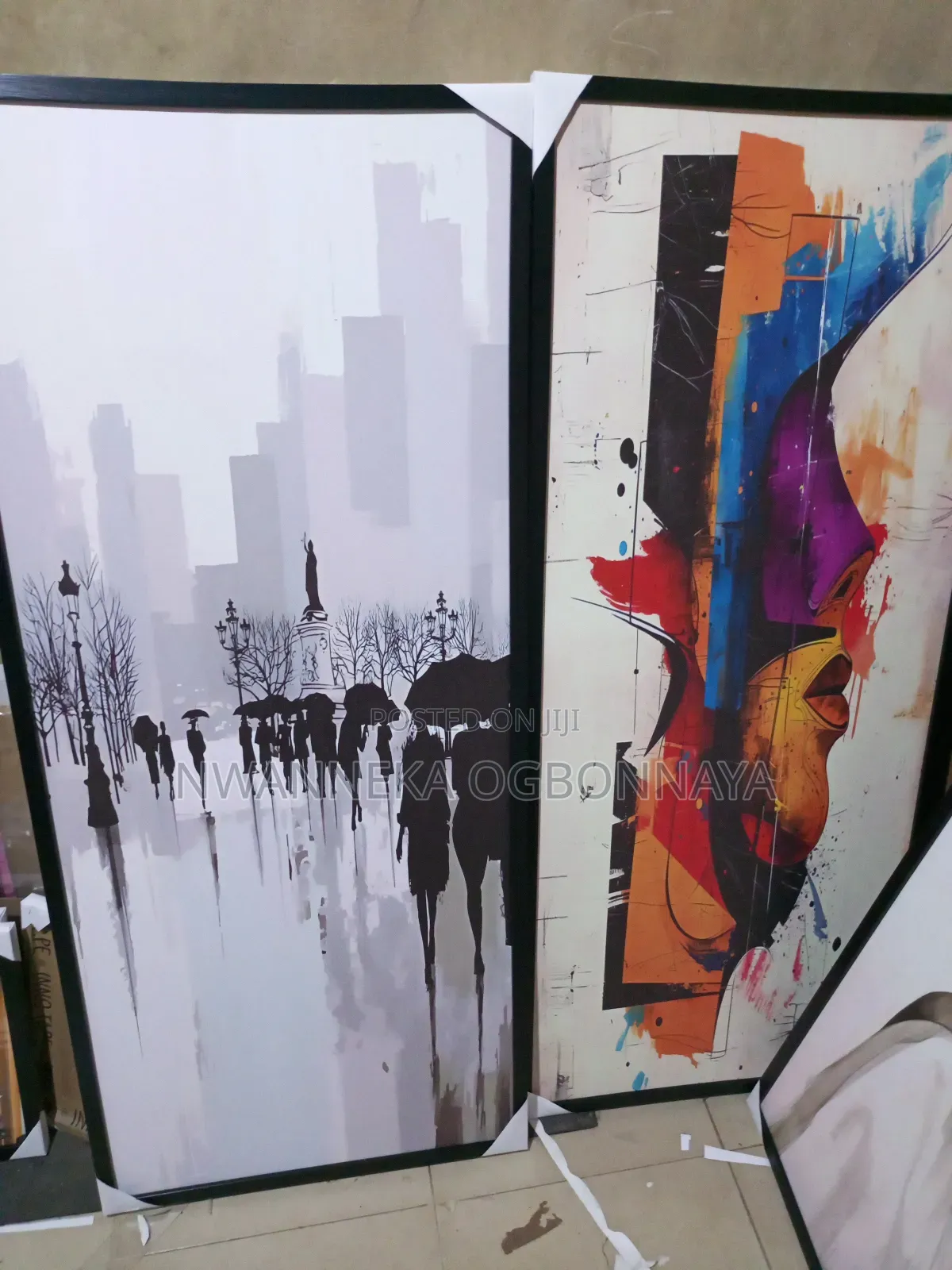 City Street View in the Rain Abstract