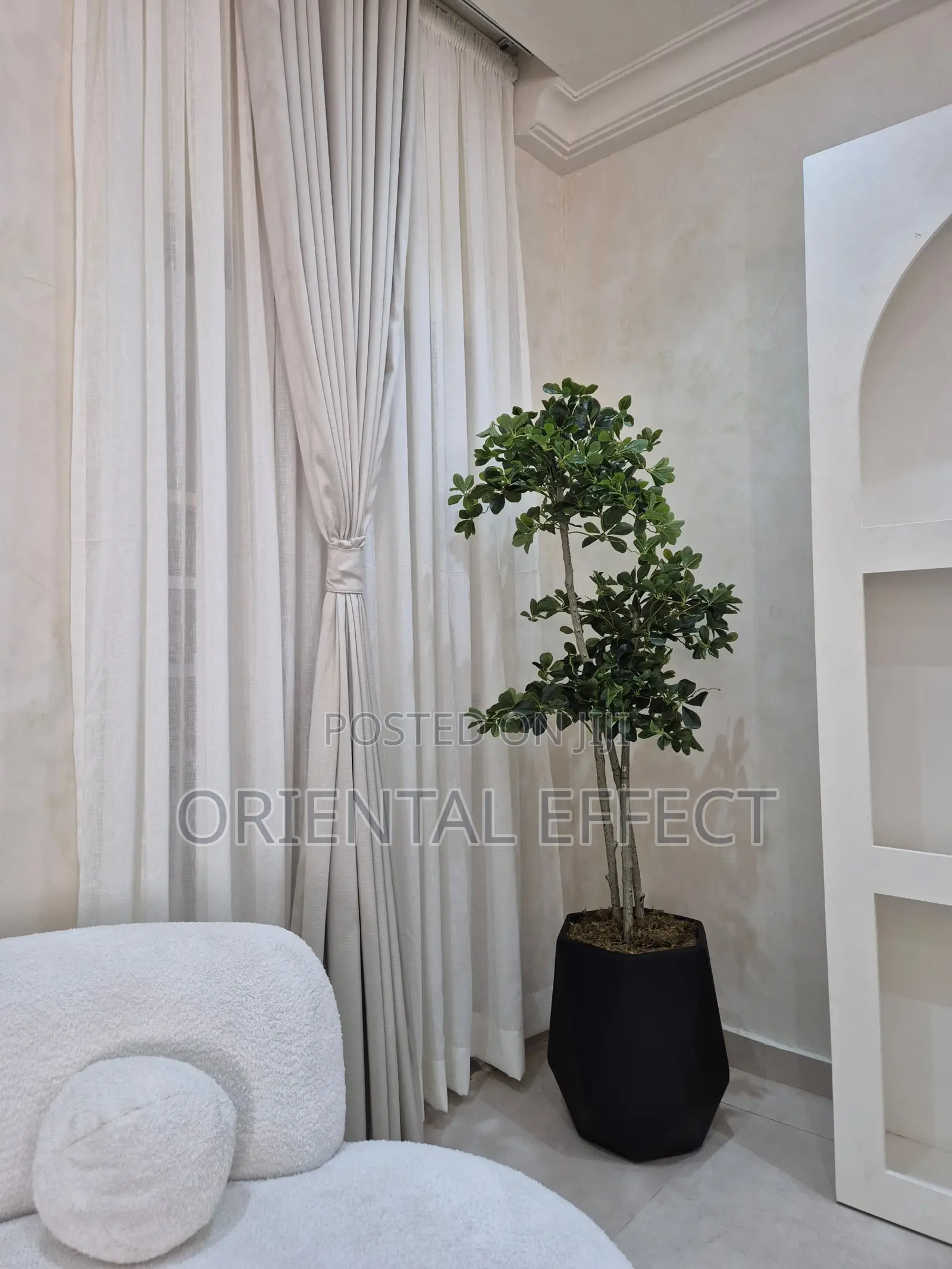 Artificial Twisted Cedar Tree With Black Matte Coral Pot