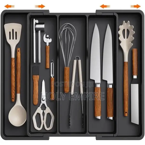 Expandable Adjustable Large Plastic Kitchen Utensil Organi