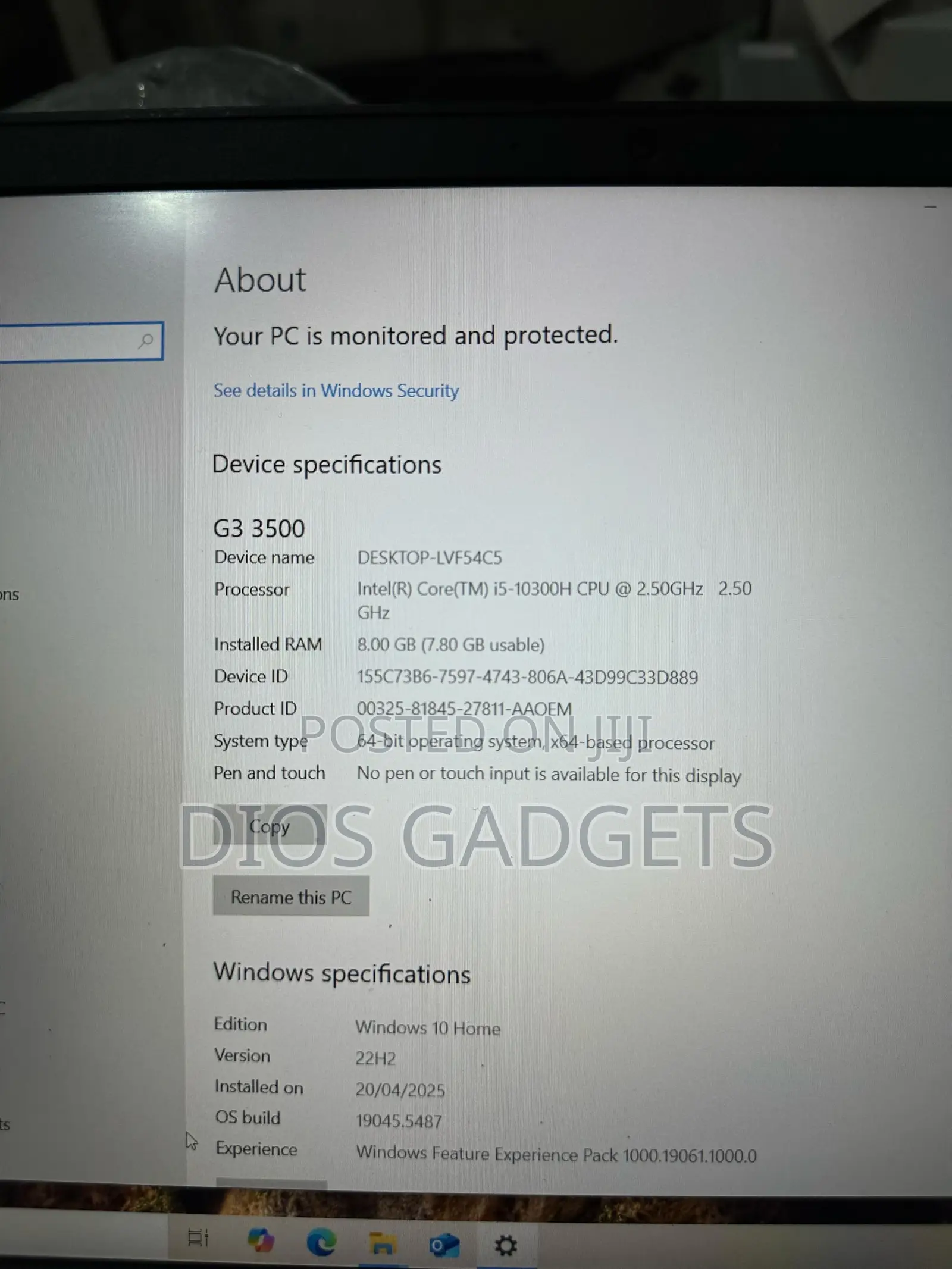 Laptop Dell G3 15 3590 8GB Intel Core I5 SSD 256GB