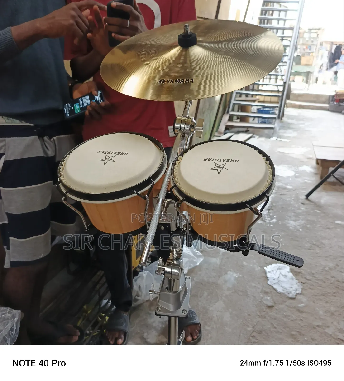 Professional Greatstar Bongo Drum With Cymbal Plate