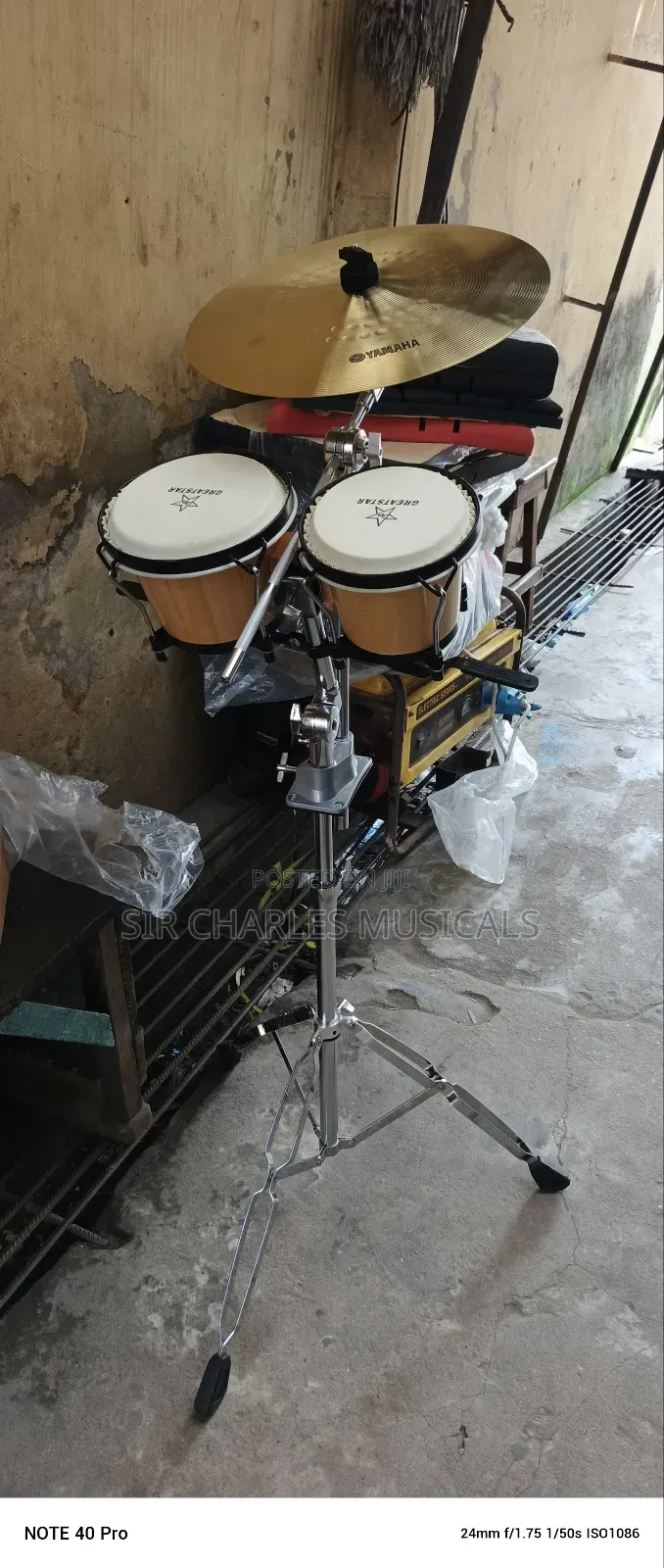 Professional Greatstar Bongo Drum With Cymbal Plate