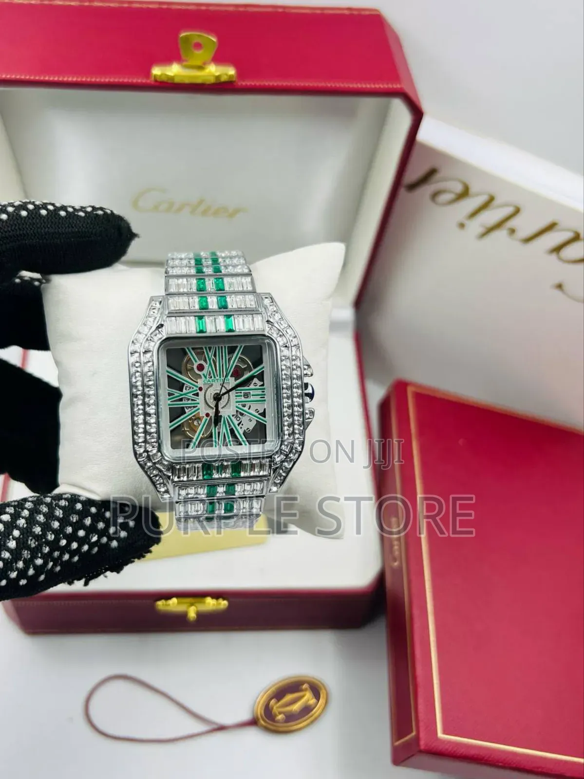 Cartier Full Iced Transparent  Dial  Silver  Watch