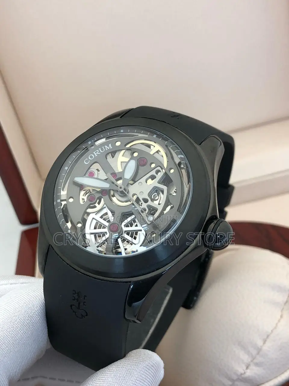 Corum Quality Luxury Men Rubber Strap Wristwatch