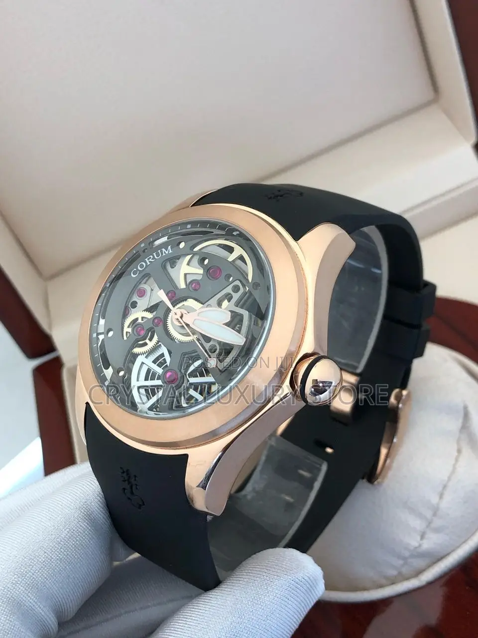 Corum Quality Luxury Men Rubber Strap Wristwatch