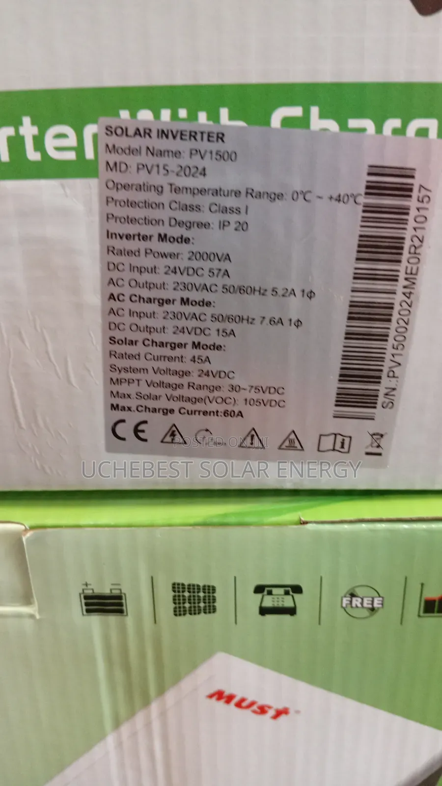 2kva/24v/60ah Hybrid Must Inverter