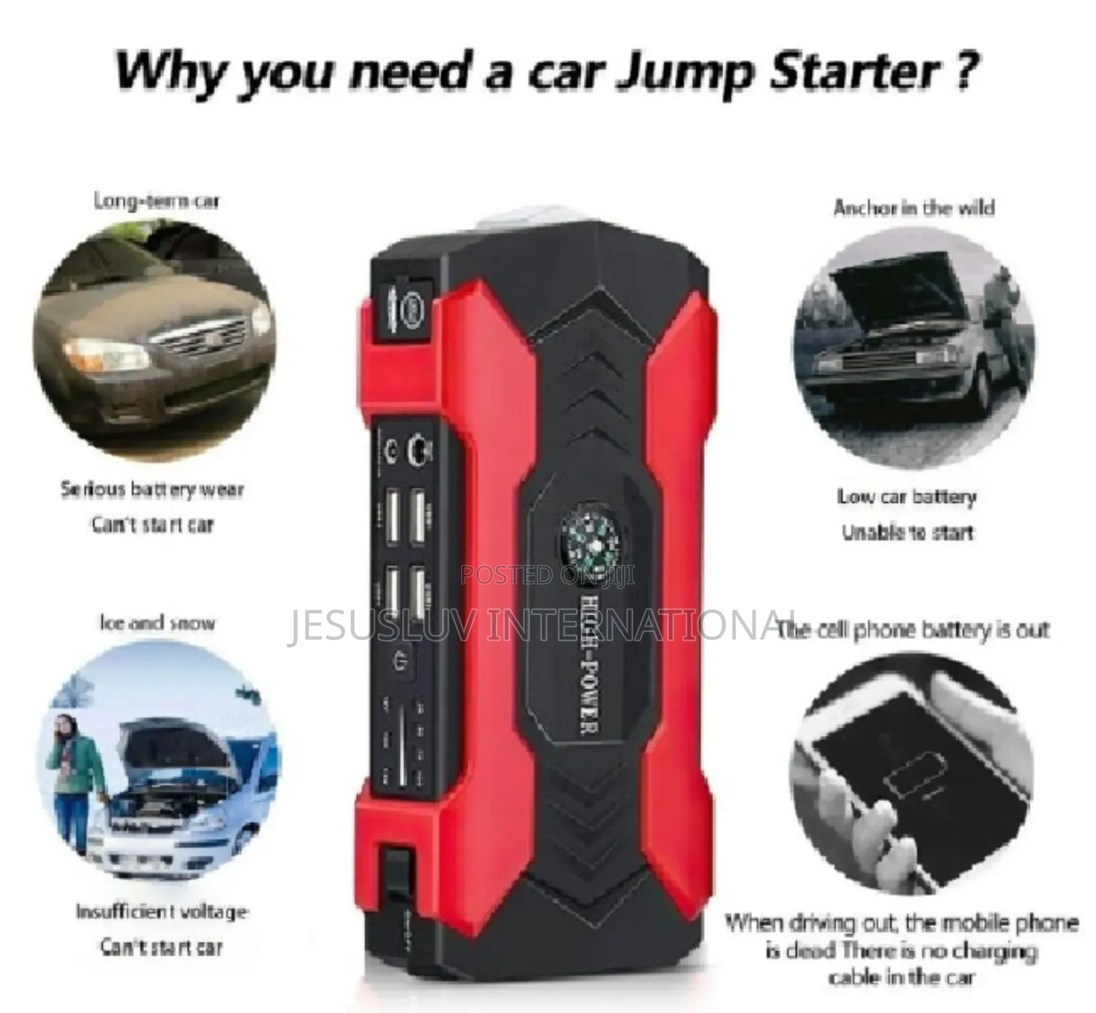 Jump Starter for Large Small Cars With Tyre Inflator